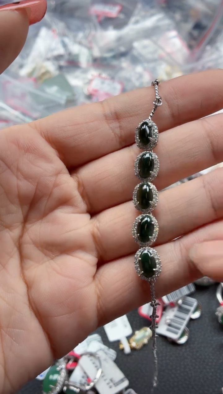 银S925镶嵌戒指翡翠天然A货缅甸翡翠