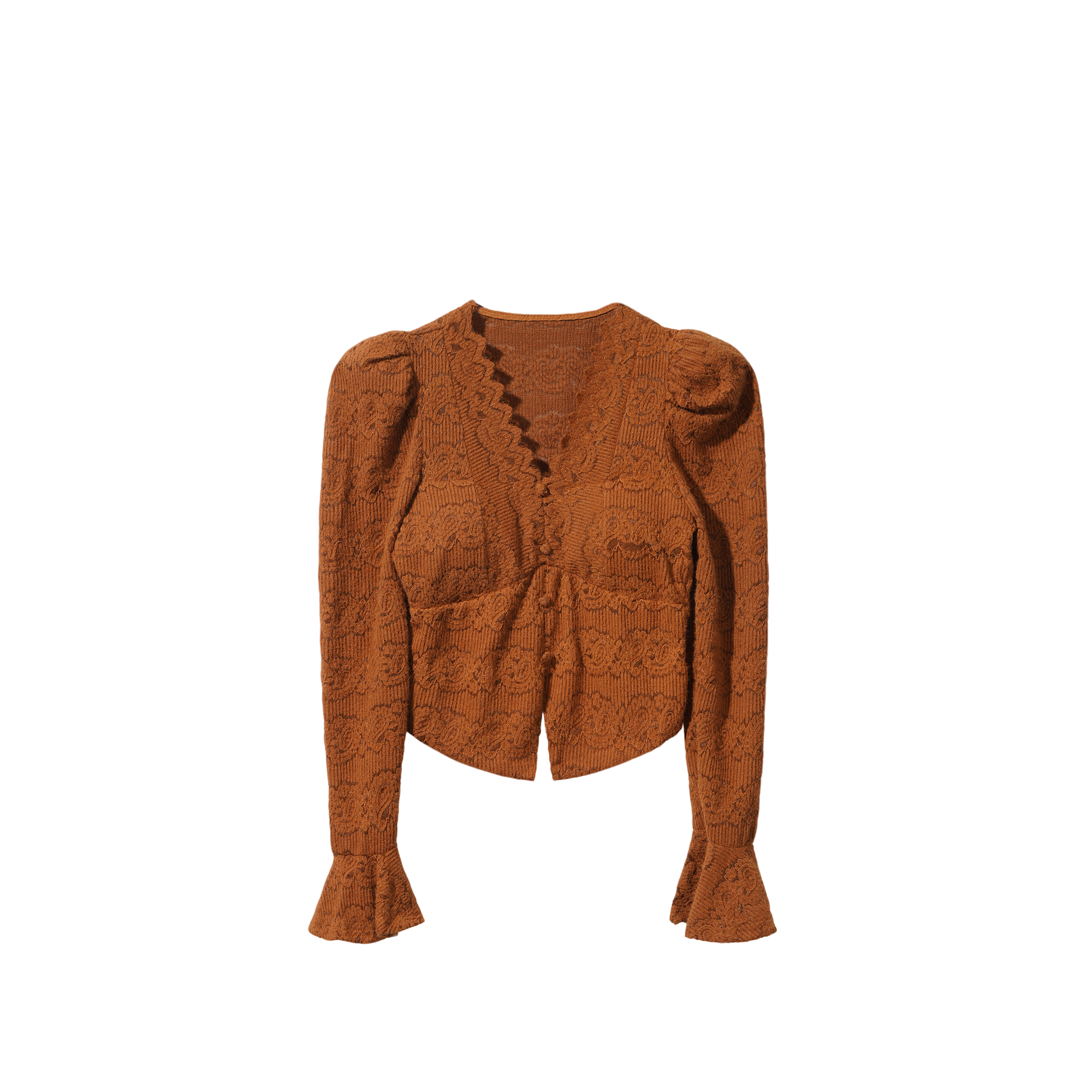 【龙哥专属】C7350576H 秋冬精致轻奢V领蕾丝上衣衬衫