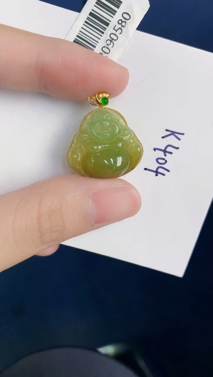 颈饰18K金镶嵌翡翠天然翡翠缅甸A货