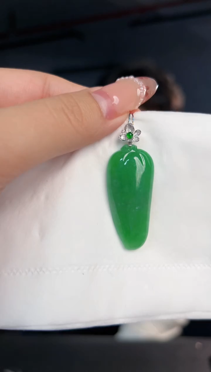 【闪购商品】翡翠颈饰18K金镶嵌缅料A货翡翠/支持复检/一件