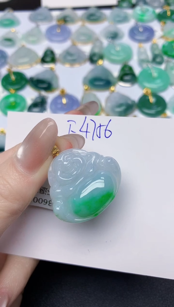 颈饰18K金镶嵌翡翠天然缅甸A货翡翠百元以上9元证书费自理