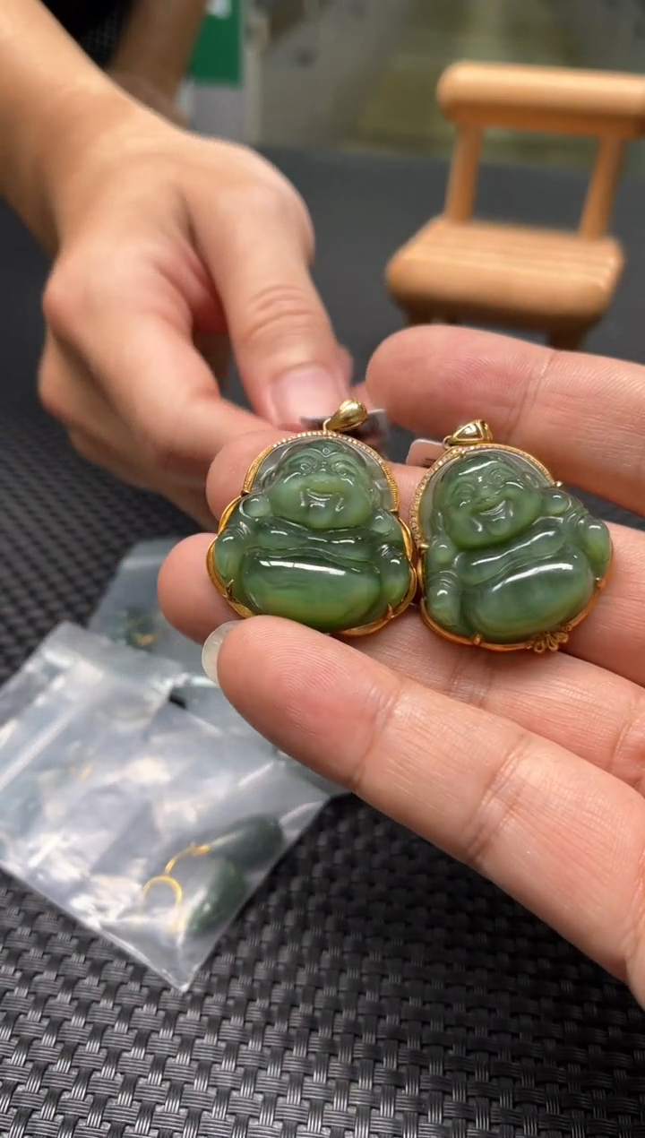 【闪购商品】和田玉吊坠18K金镶嵌多样性发1件