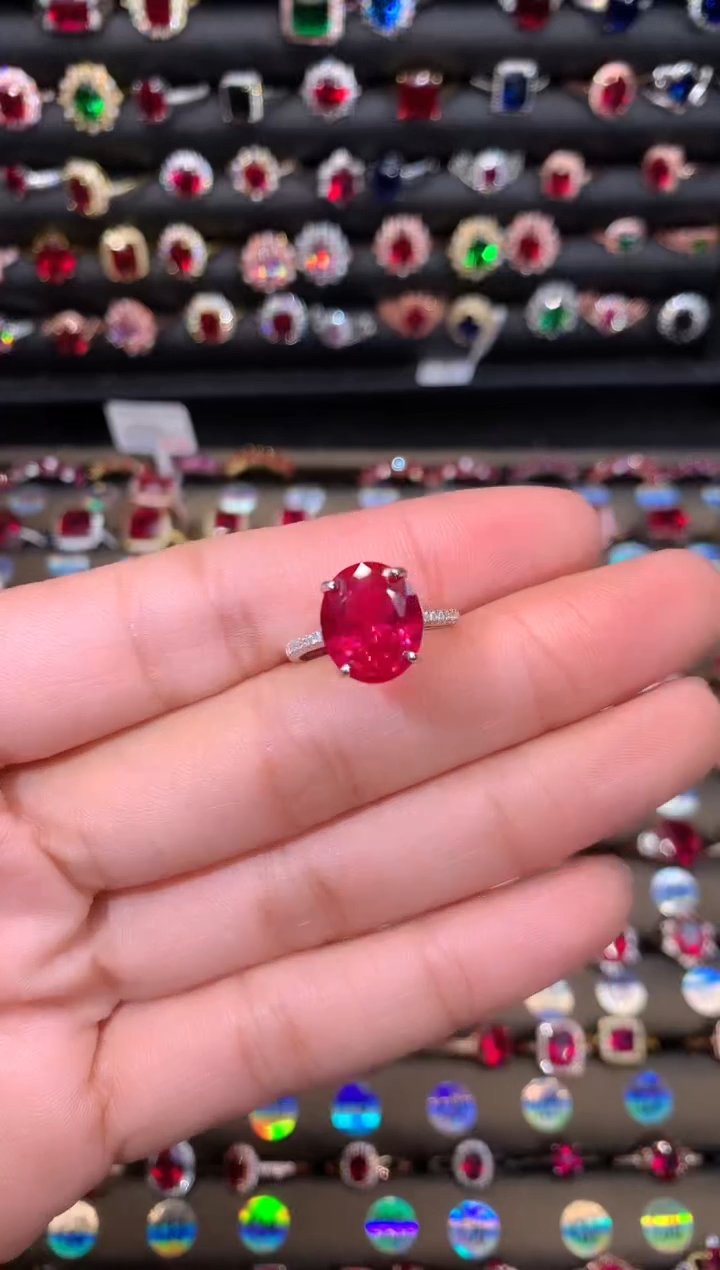 【闪购商品】红宝石戒指银S925镶嵌1012白