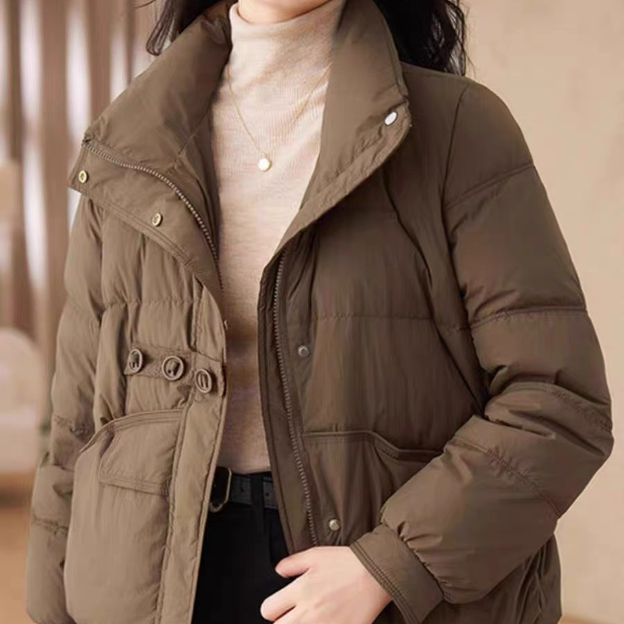 【现货】2025宽松显瘦羽绒服优雅气质V领白鸭绒小个子冬保暖外套女