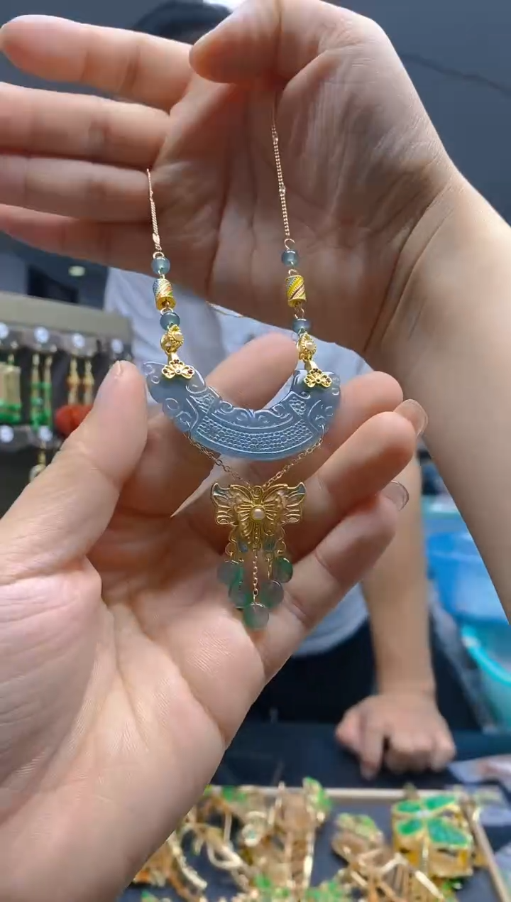 【闪购商品】翡翠耳饰合金400翡翠锁骨链