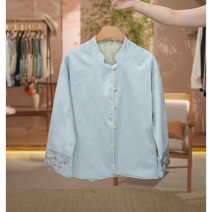 《 江南幽梦-外套》2025年秋冬新款立领国风简约刺绣气质风高级感