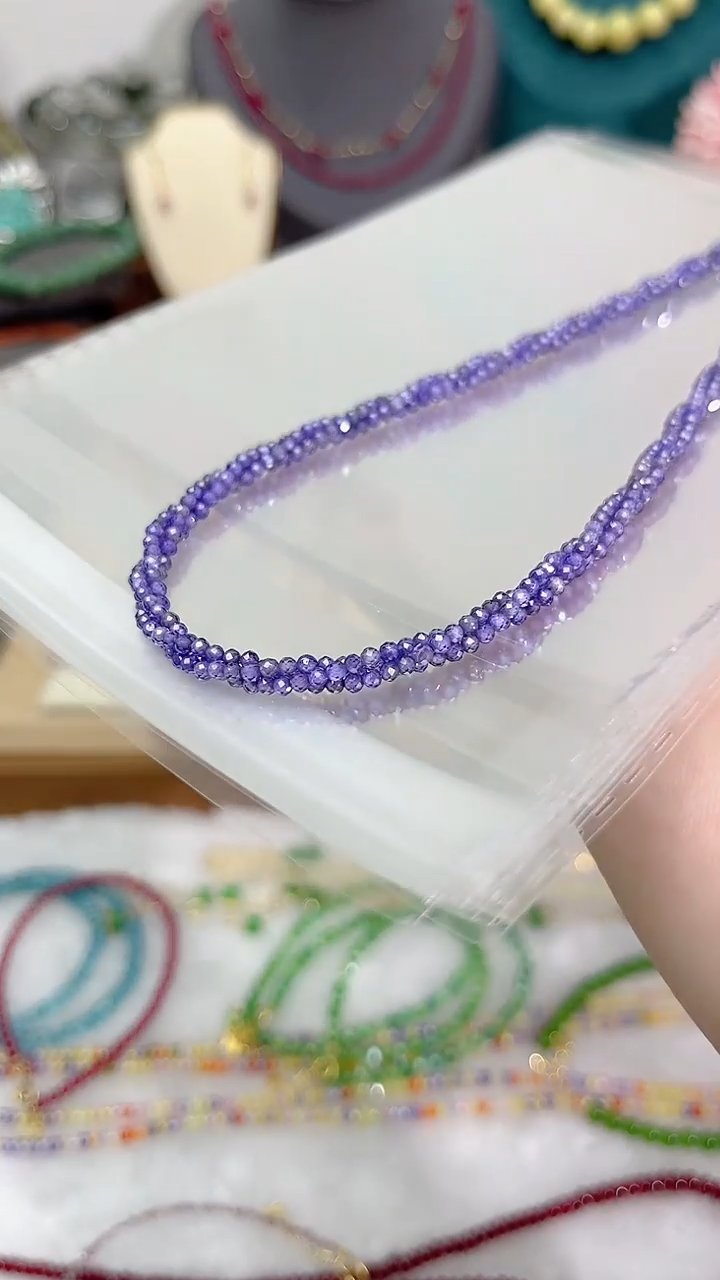 【闪购商品】尖晶石颈饰银S925镶嵌紫色麻花99