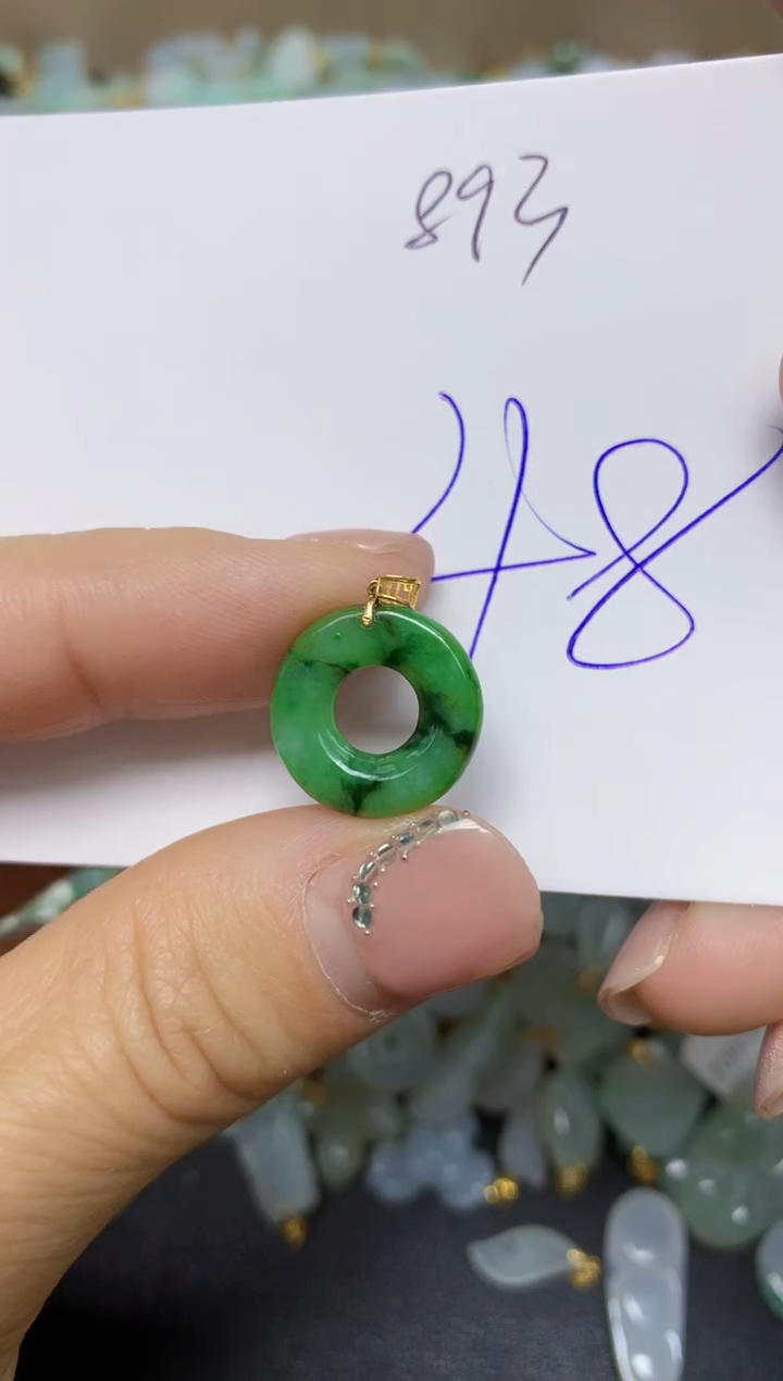 【闪购商品】翡翠挂件18K金镶嵌 天然翡翠A货