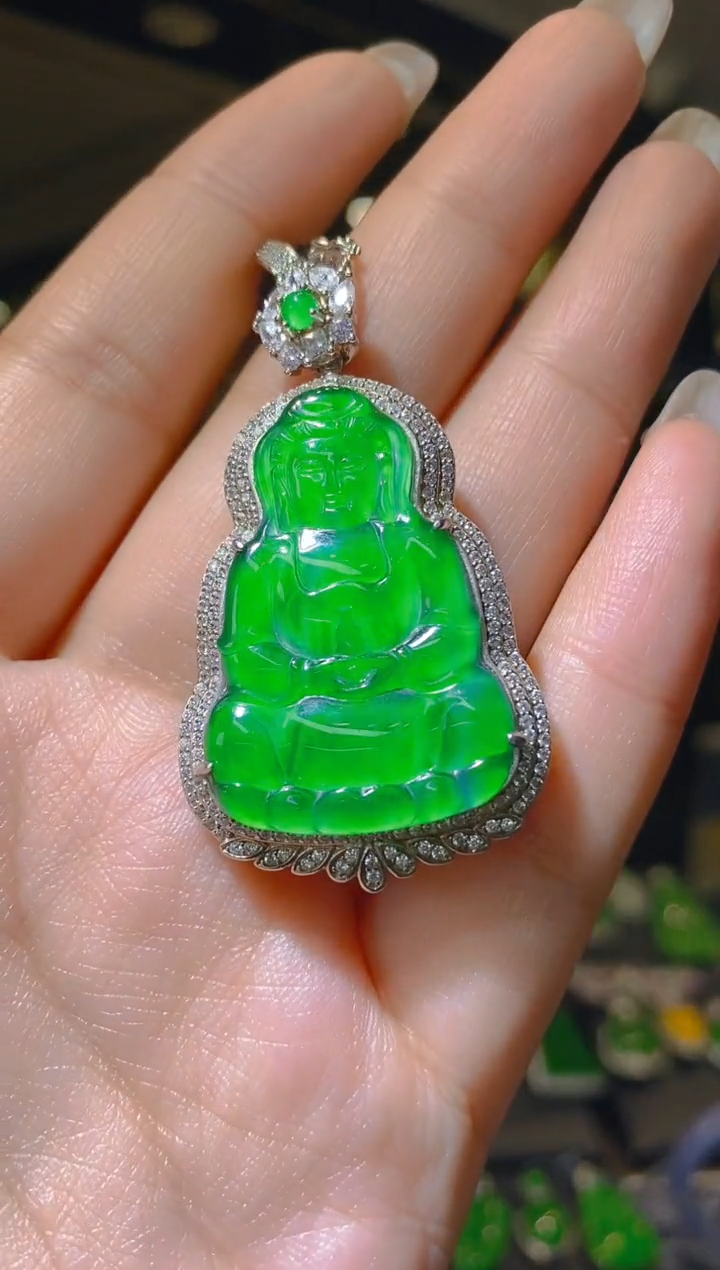 【闪购商品】翡翠吊坠(赠链)银S925镶嵌024