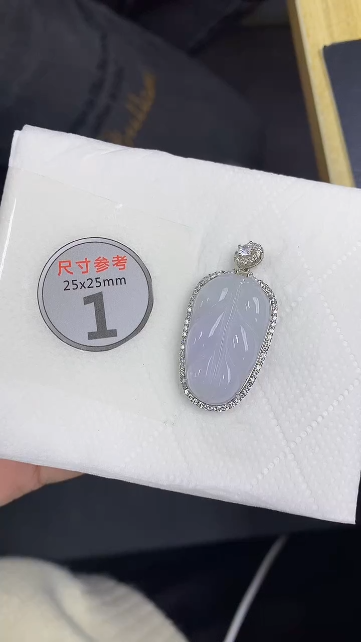颈饰银S925镶嵌翡翠天然缅甸A货百元以上9元证书费自理