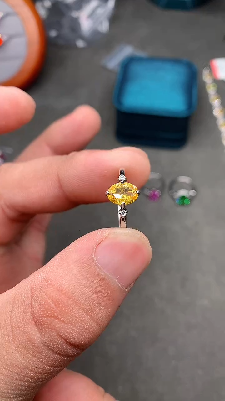 【闪购商品】彩色蓝宝石戒指银S925镶嵌·····