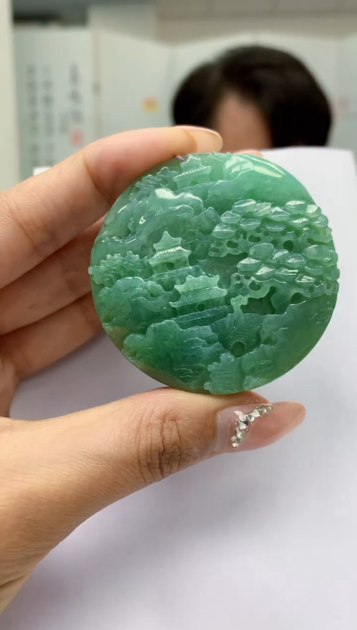 【闪购商品】定制翡翠未镶嵌5060MM-毛货挂件60