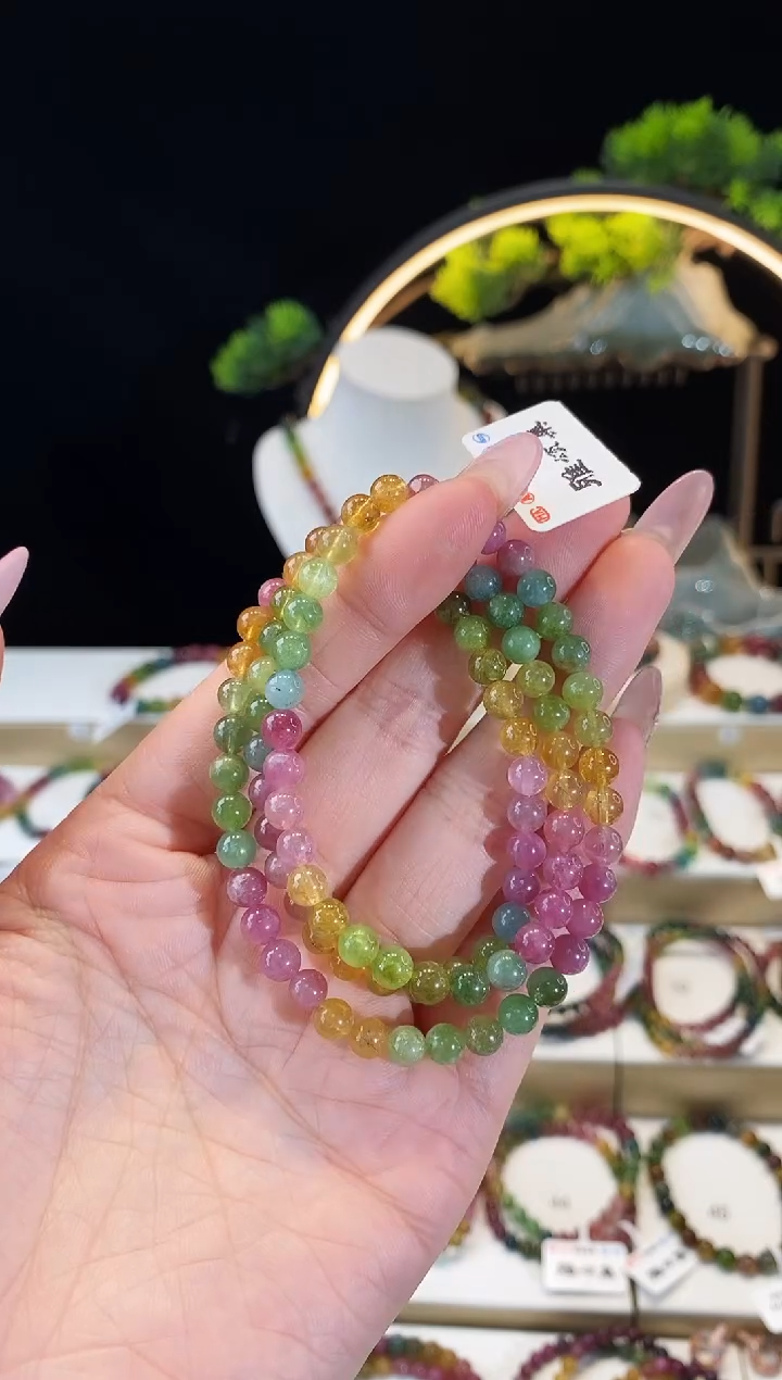 【闪购商品】碧玺手串未镶嵌G2488三圈颜色微差
