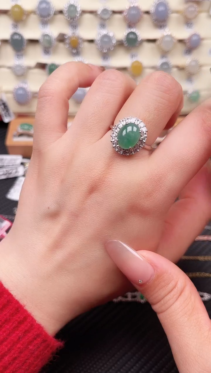 【闪购商品】翡翠戒指银S925镶嵌戒指09