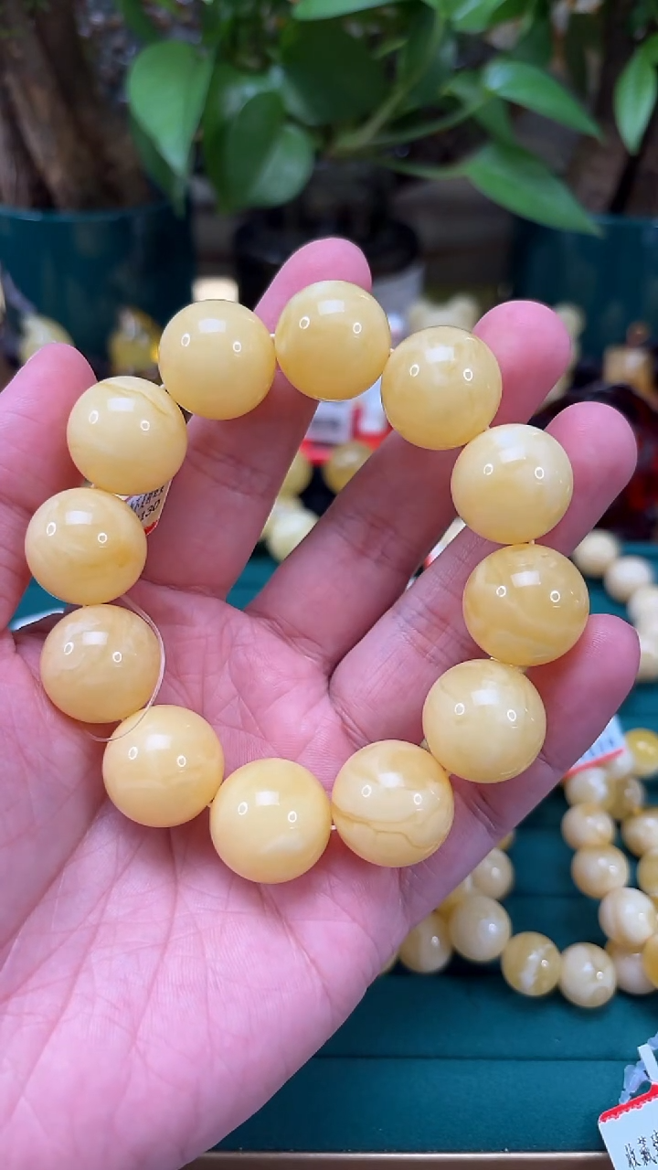 手链蜜蜡未镶嵌p17 臻品浓蜡妖孽单圈 44.35克 18+mm