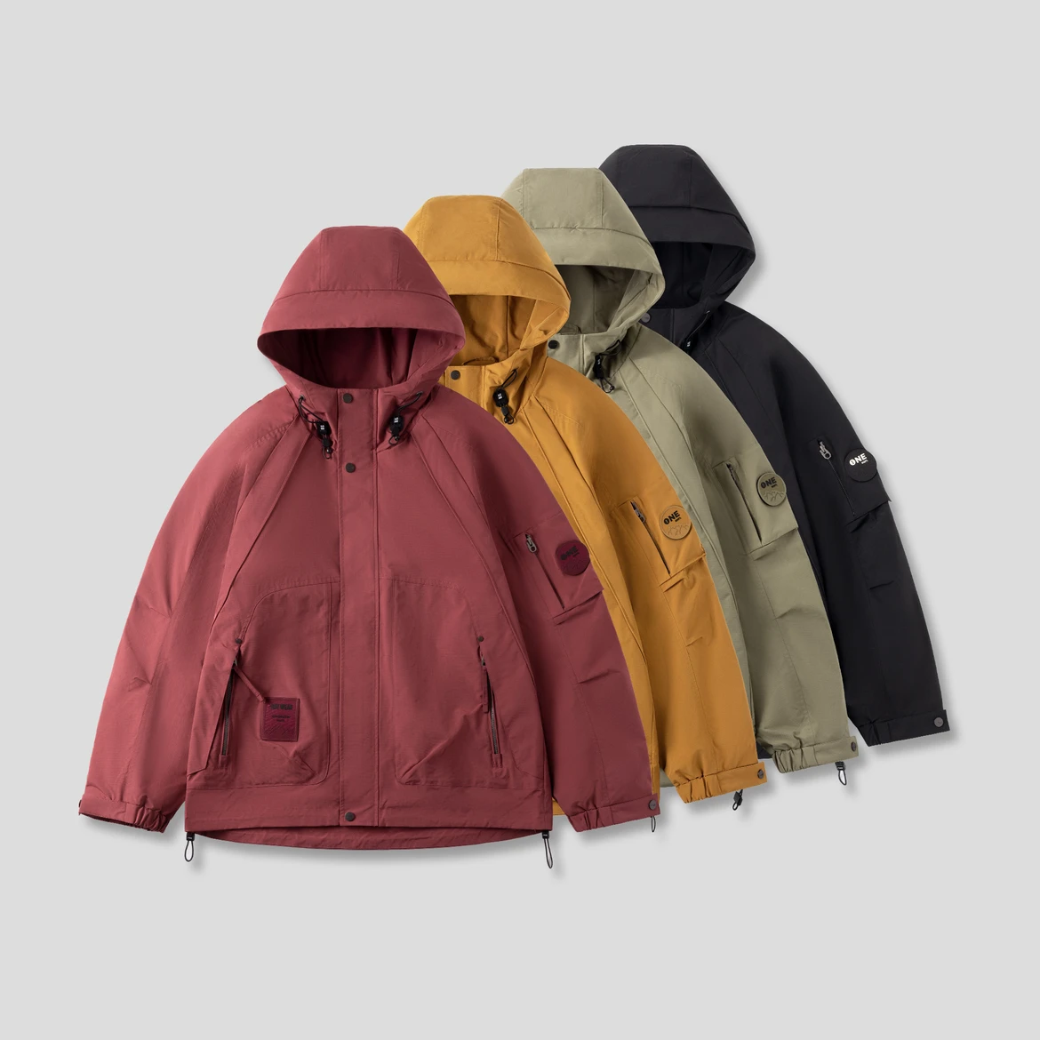 春季新款户外潮流时尚三防冲锋衣宽松休闲连帽夹克外套3152