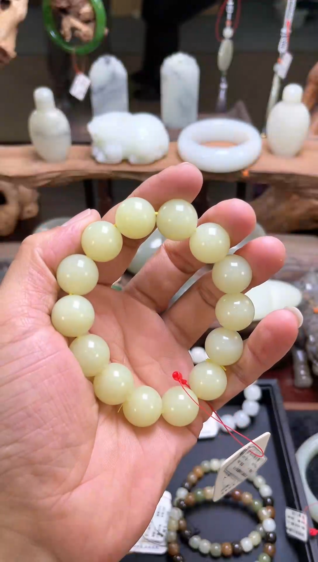 【闪购商品】和田玉手串未镶嵌卡16若羌黄玉圆珠9006102