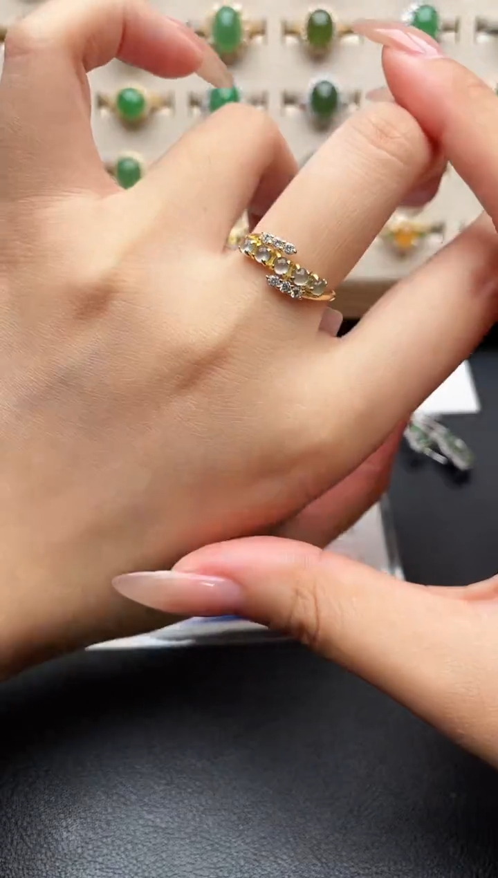 银S925镶嵌戒指翡翠一物一证一礼盒2