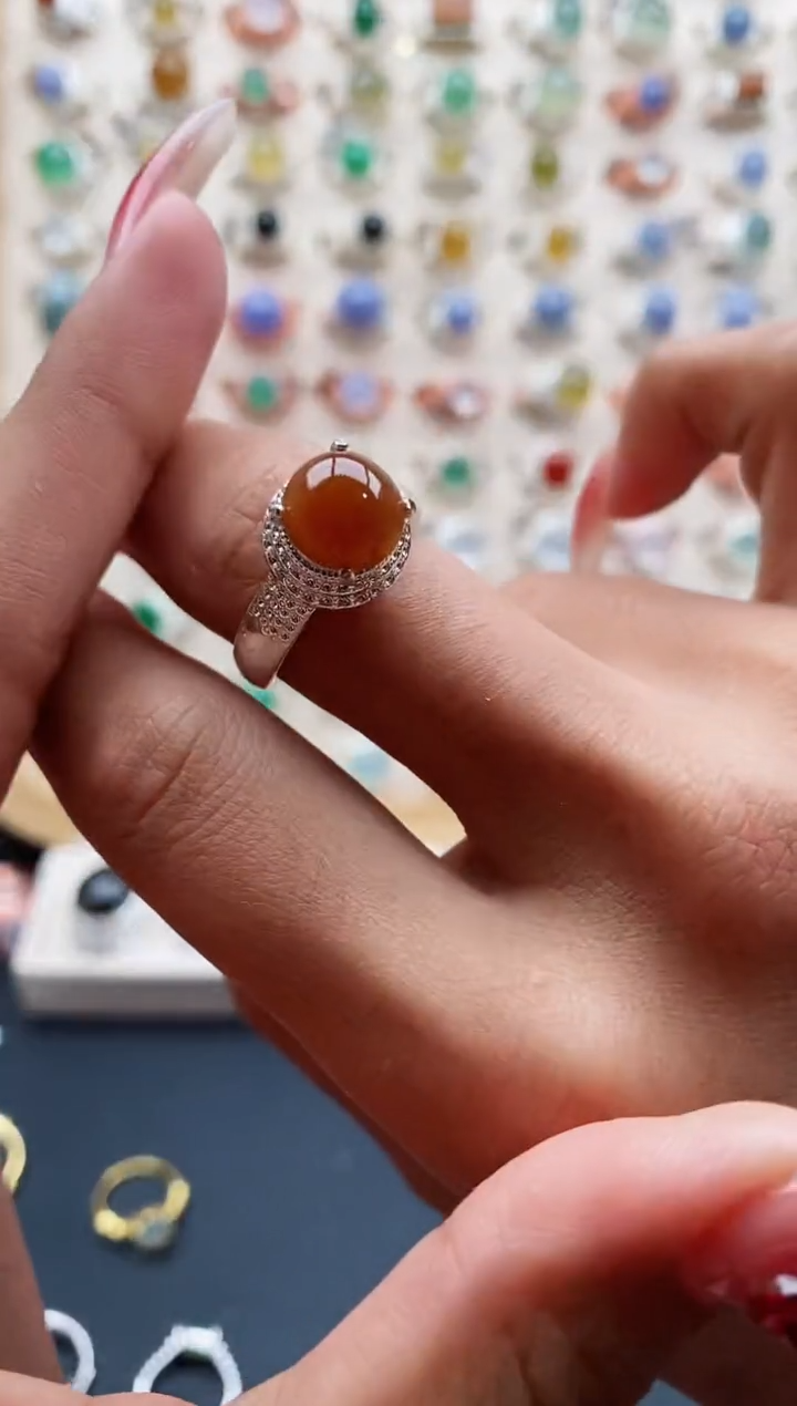 【闪购商品】翡翠戒指未镶嵌缅甸天然A货翡翠444 4+9