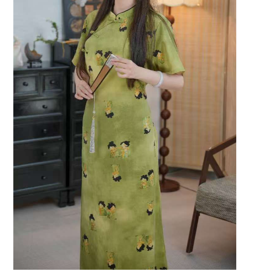 花筵笑【A8045绿唐人】2025新中式旗袍