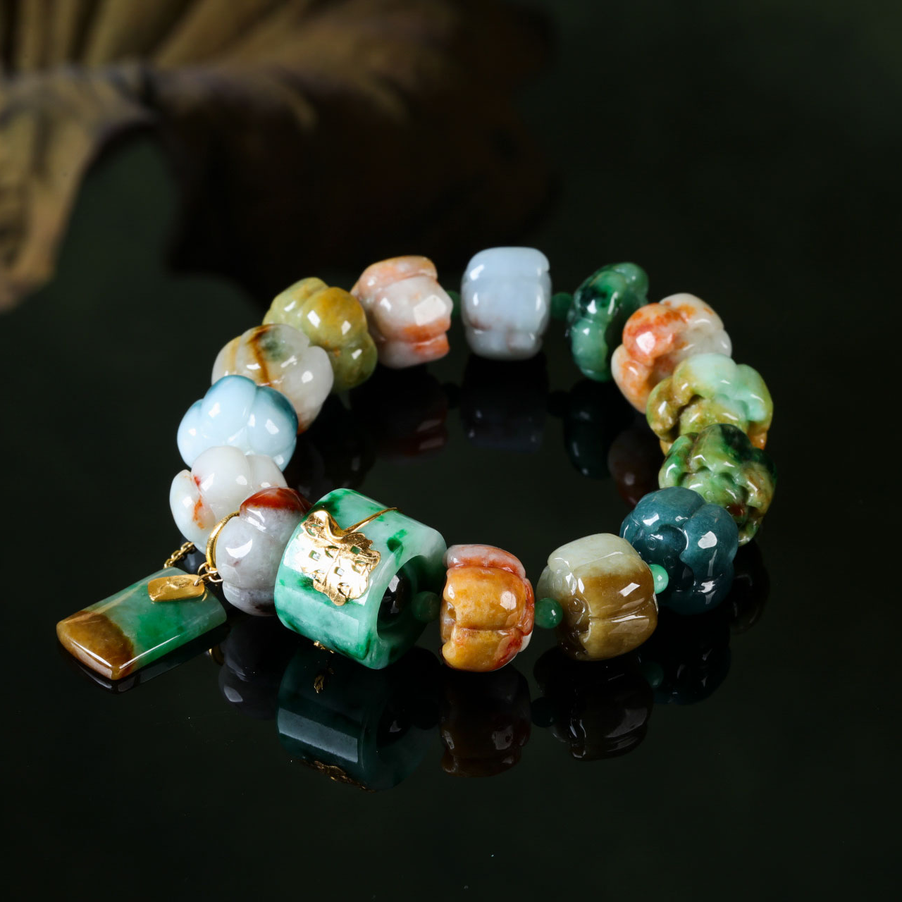 【意婵】《烟火年华》“双12”18K金天然缅A腾冲老翡翠单圈手链-916758