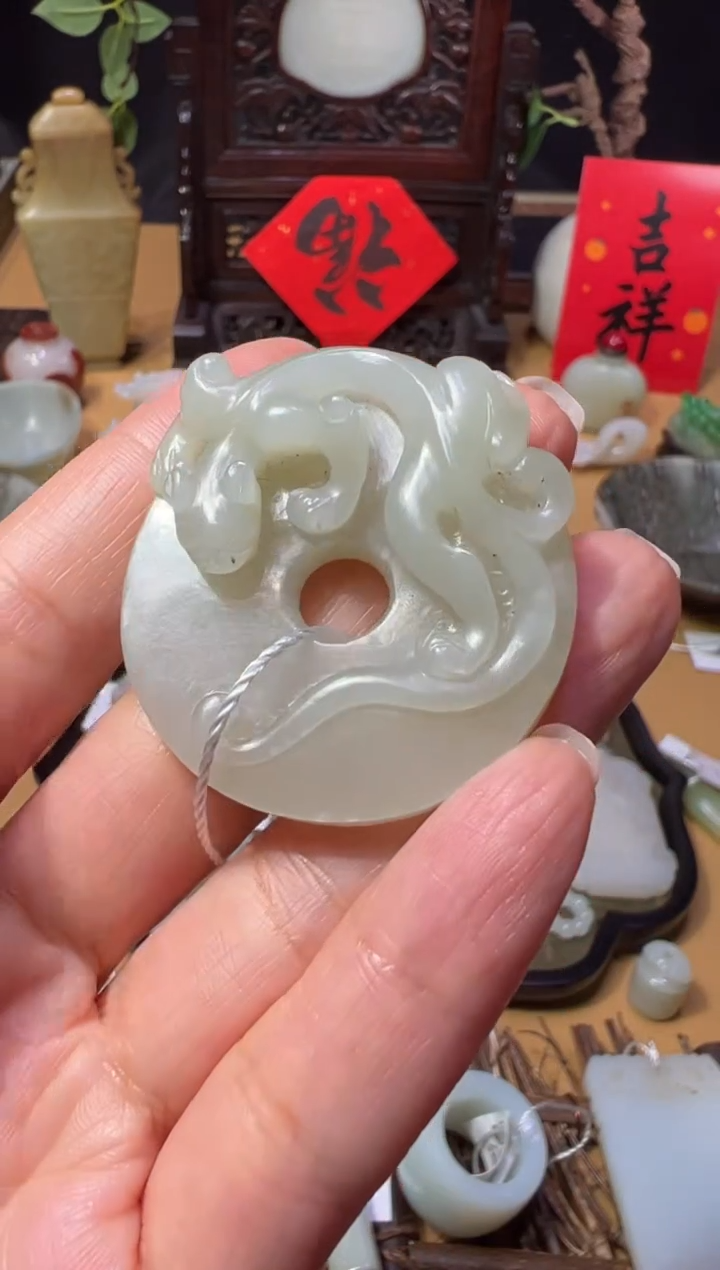 【闪购商品】和田玉XHM~780 和田玉螭龙璧···