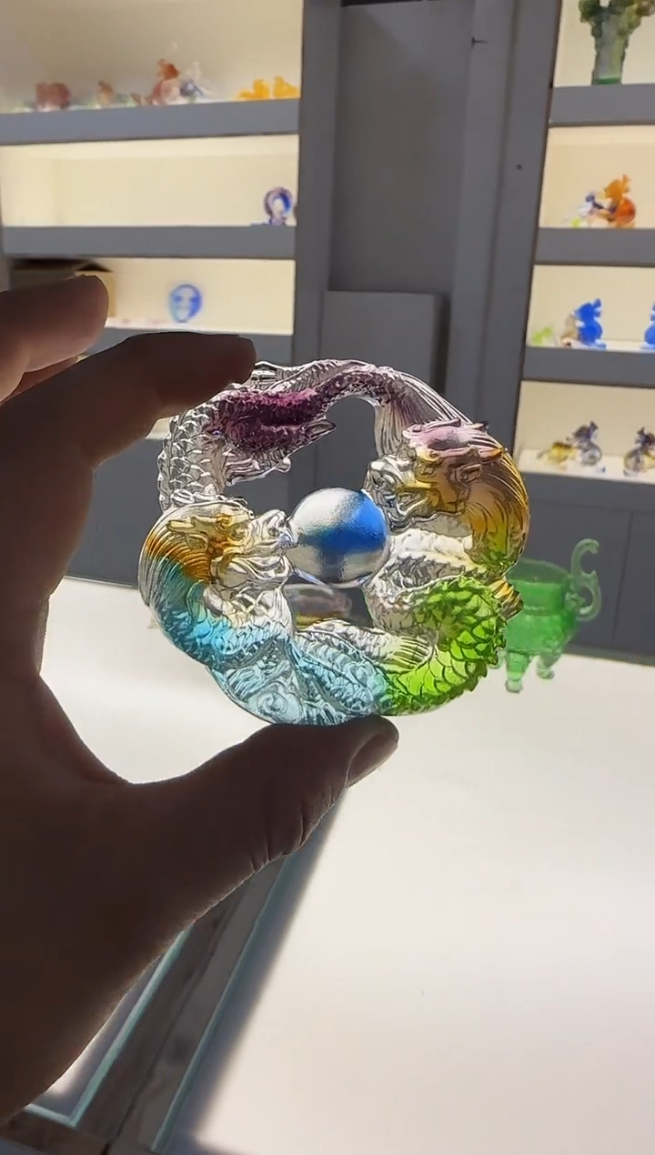 手工艺品琉璃用****8双龙戏珠挂件