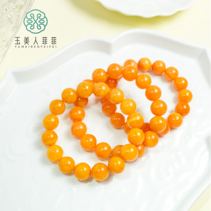 石惑珠宝~蜜蜡圆珠约13mm手串/多样性发一
