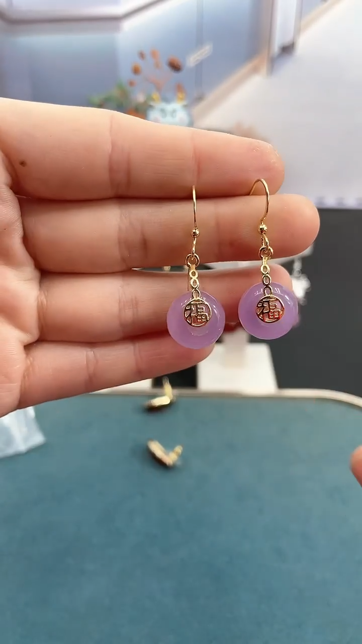 银S925镶嵌耳饰紫晶紫色轮胎