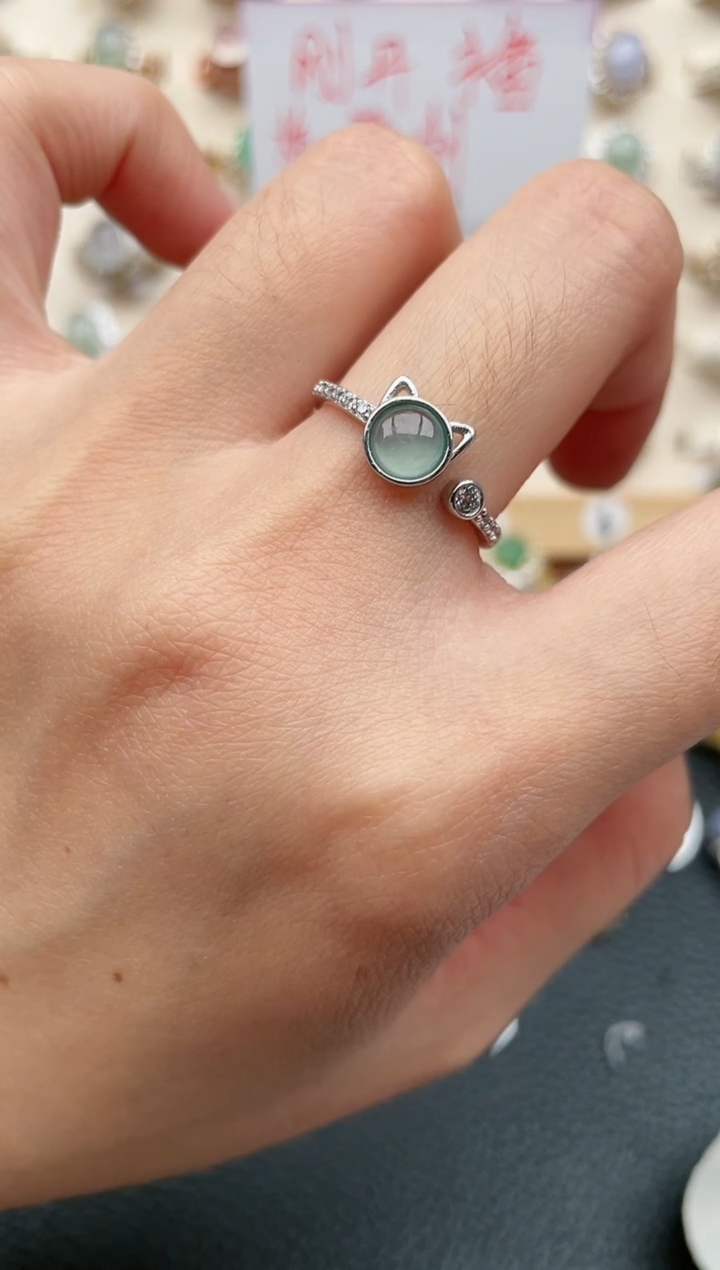 【闪购商品】翡翠戒指银S925镶嵌1111