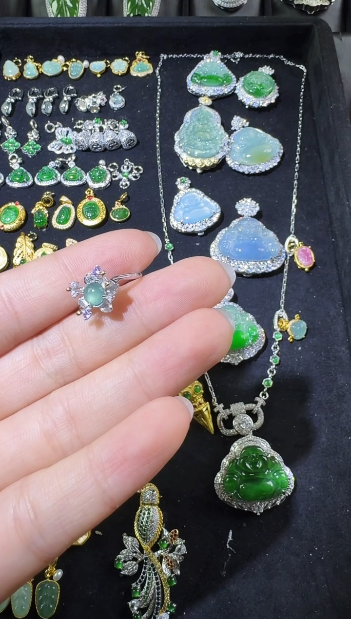 【闪购商品】翡翠戒指银S925镶嵌戒指