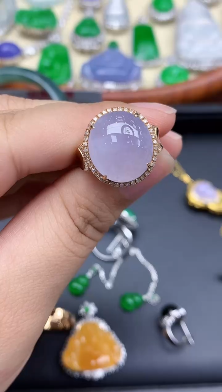 18K金镶嵌戒指翡翠549-中国好珍宝