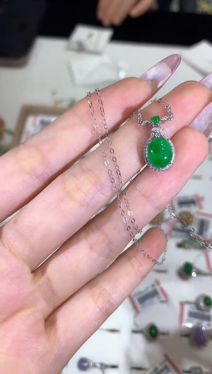 【闪购商品】翡翠项链18K金镶嵌a361wxy