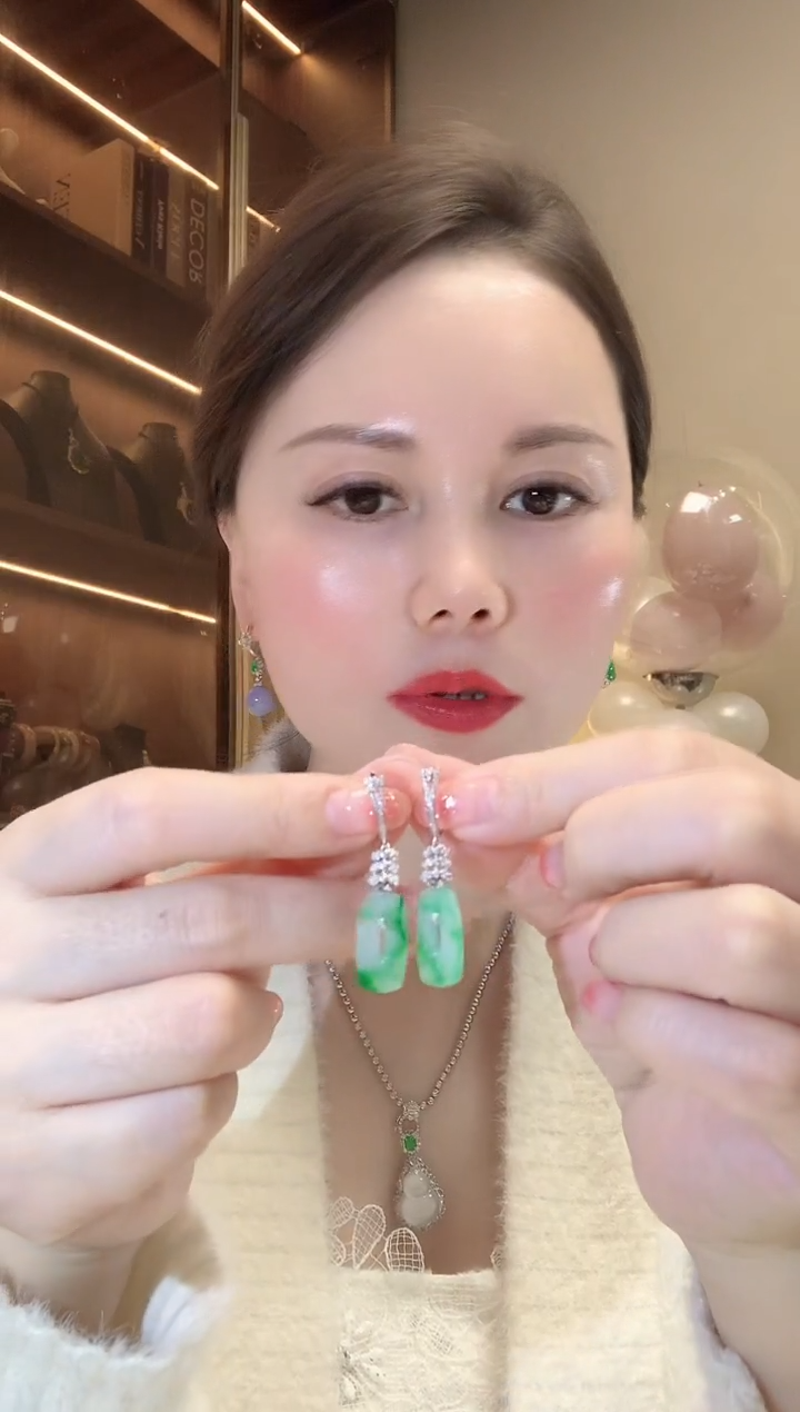 【闪购商品】翡翠耳饰18K金镶嵌C38 翡翠