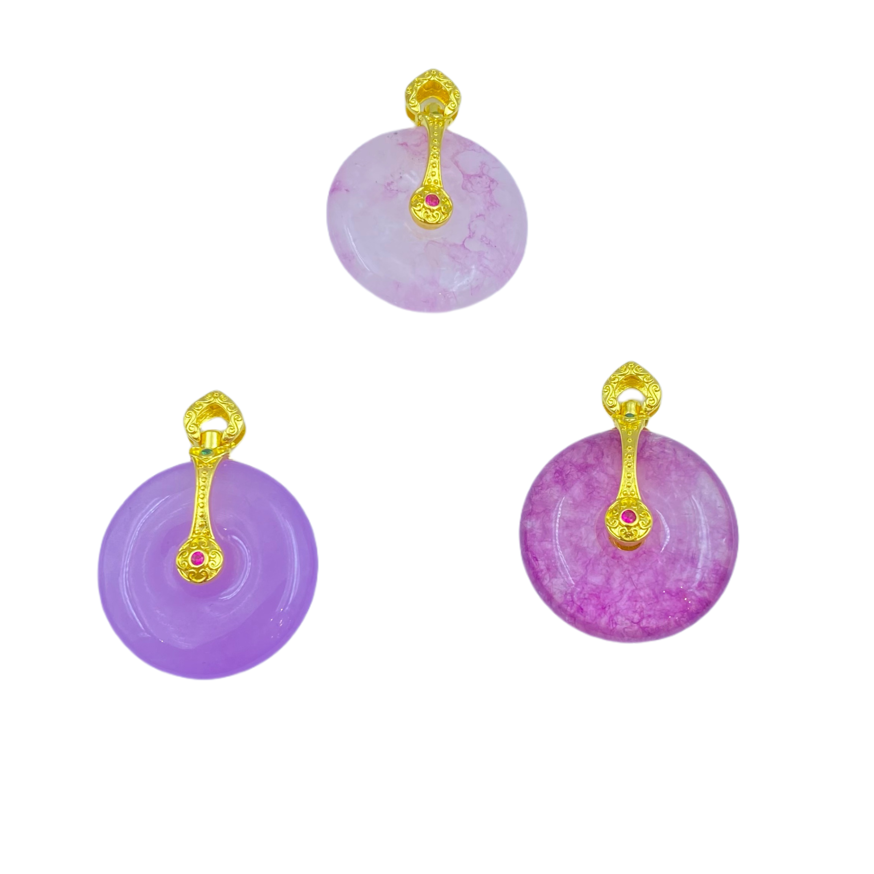 水晶樱花粉平安扣吊坠Y2460X，Y2465X合金多样性只发一件