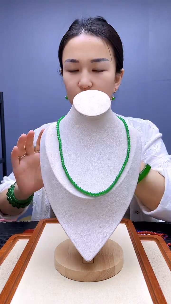 翡翠14K金镶嵌颈饰沉白diy颈饰