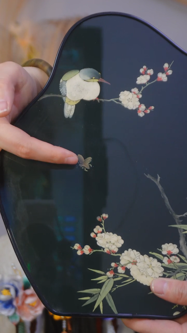 木书桌摆件梅花小鸟