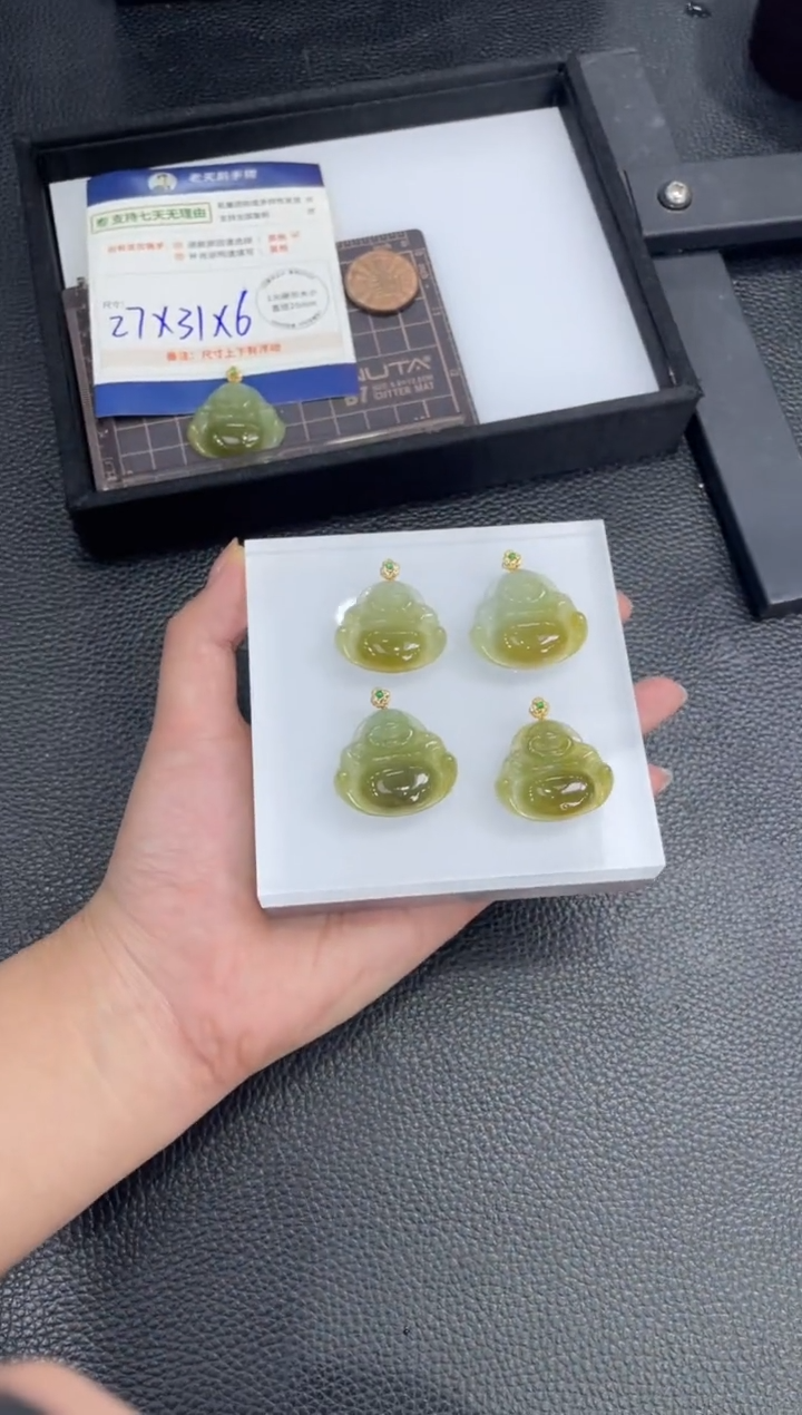 【闪购商品】翡翠挂件18K金镶嵌佛公FL25配绳/多样性发其一CP