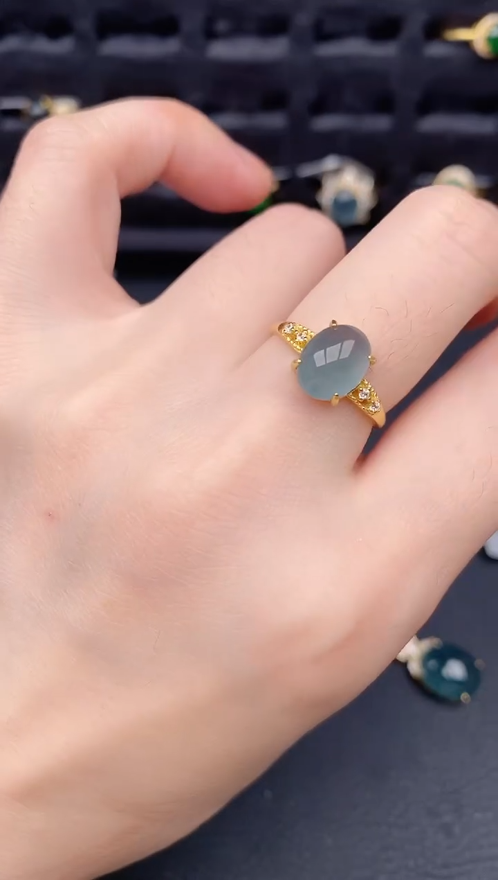 银S925镶嵌戒指翡翠天然a货翡翠248