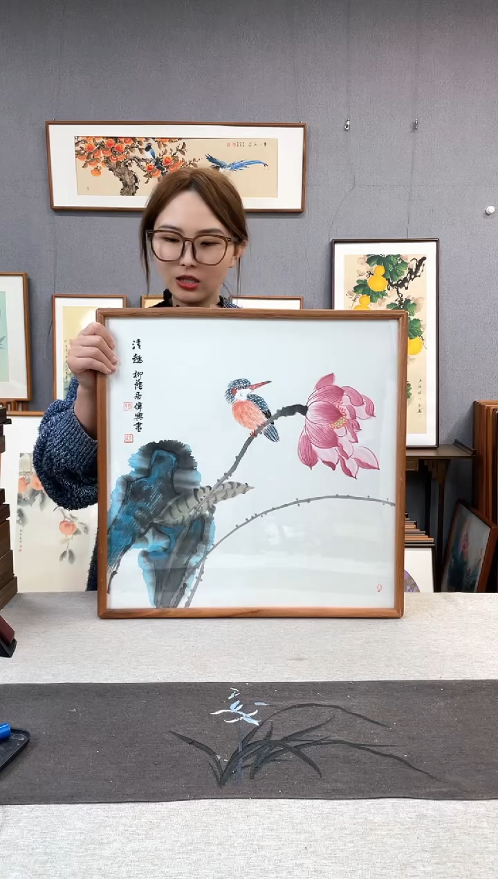 【闪购商品】国画手写手绘带框作品-52*52-