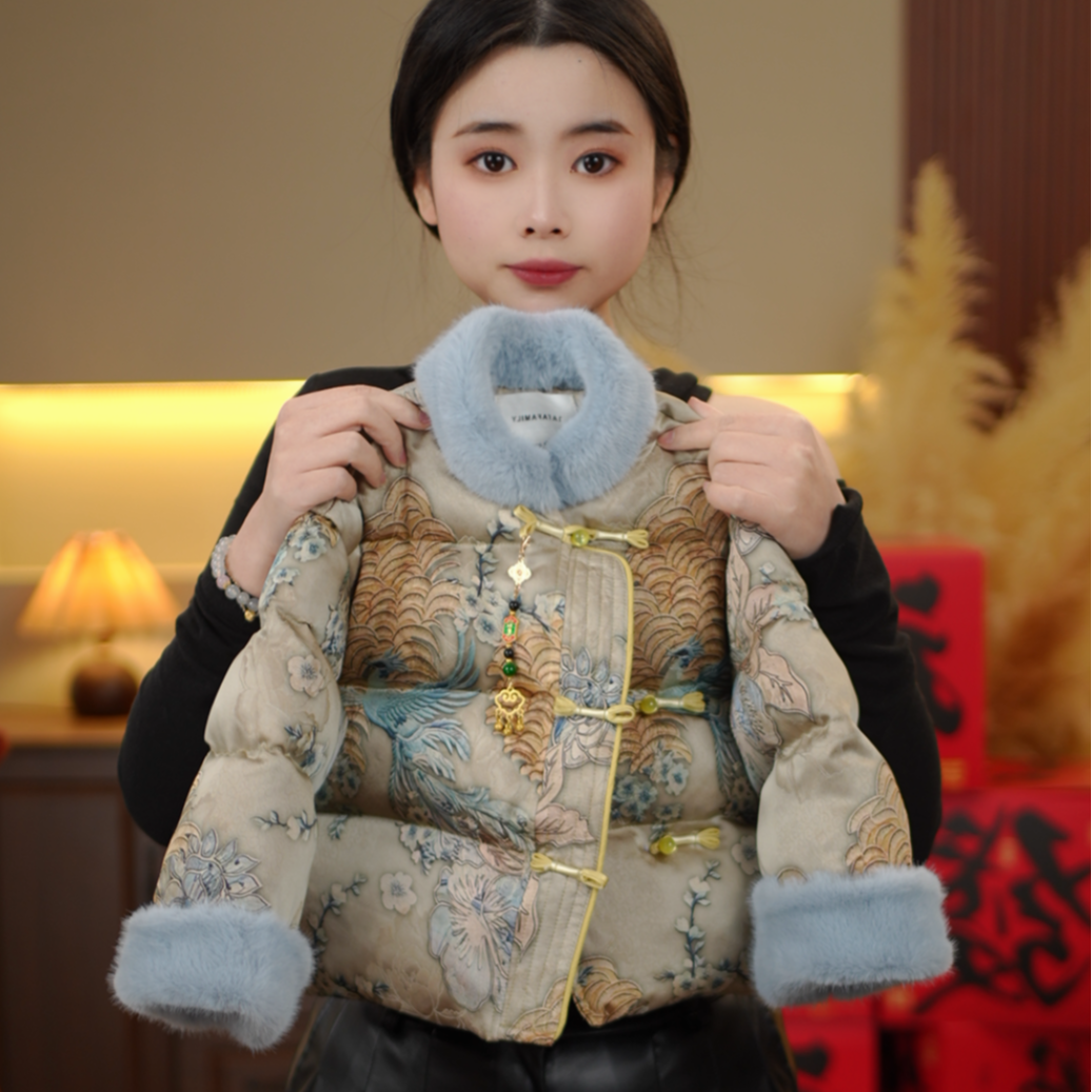 现货【凤栖牡丹】2025冬季新品萌娃穿搭加厚男女童棉服外套25333