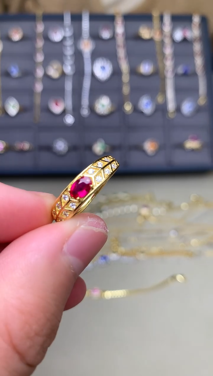 银S925镶嵌戒指红宝石戒指