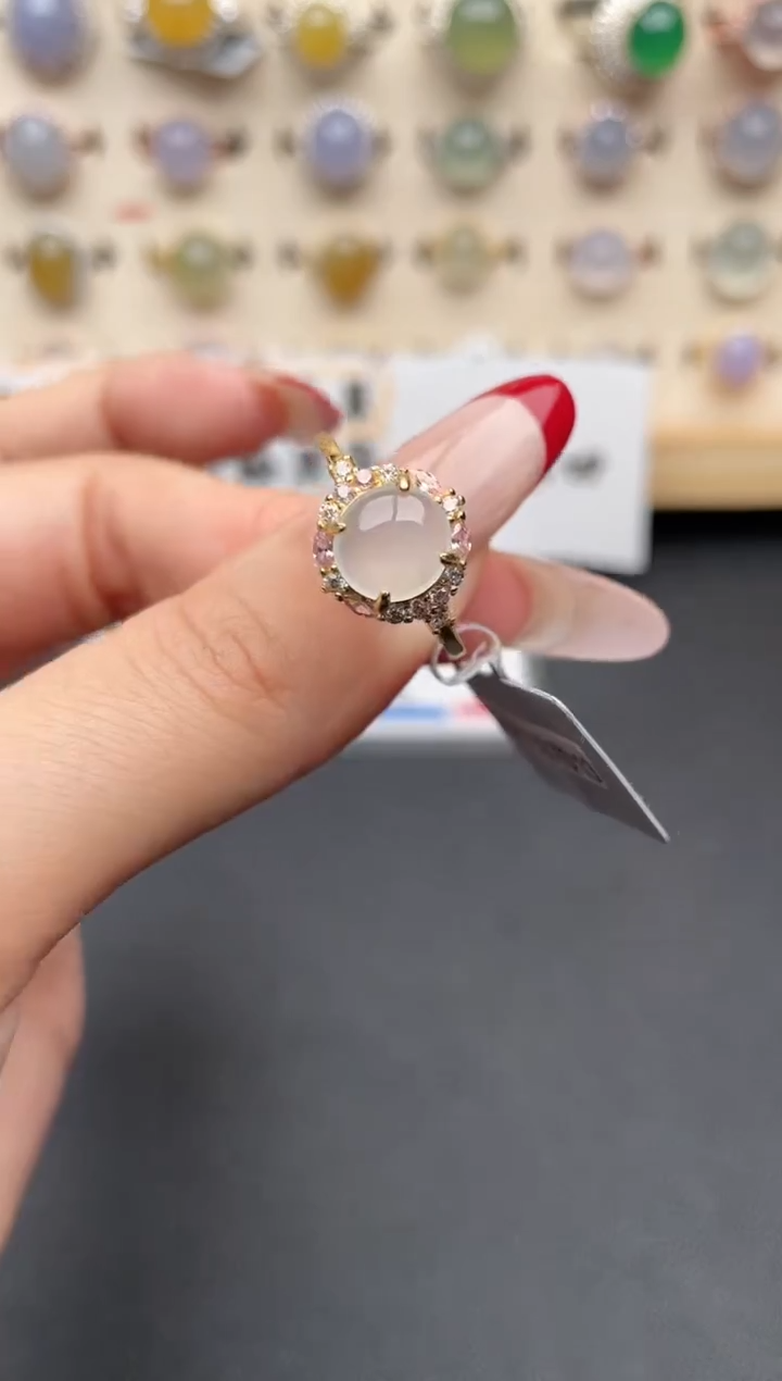 【闪购商品】翡翠戒指银S925镶嵌一物一证一礼盒