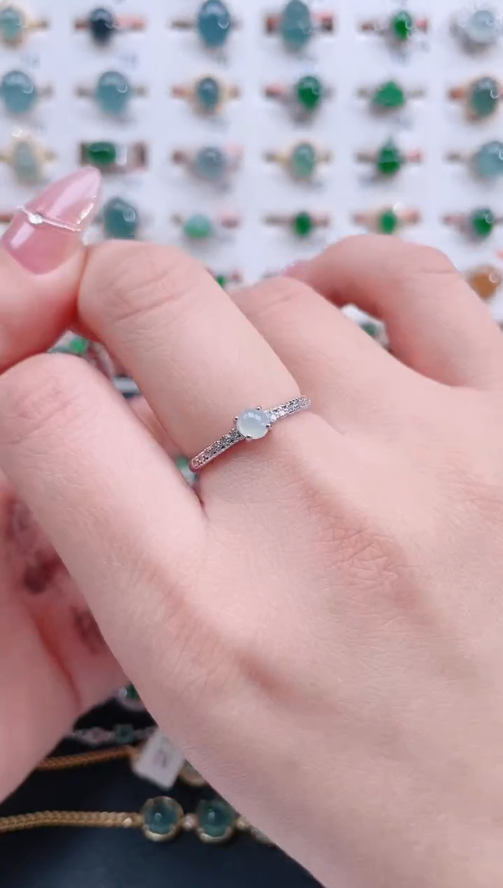 银S925镶嵌戒指翡翠天然翡翠