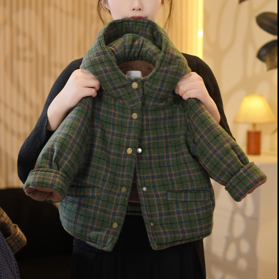 【加绒】2025儿童冬季新款韩系潮流系格子保暖加绒棉服外套90625