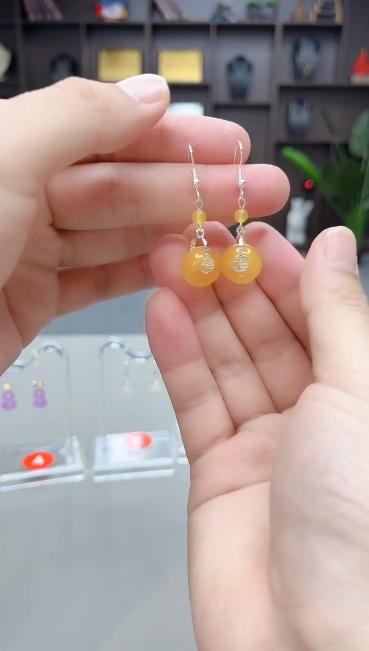 未镶嵌耳饰玛瑙/玉髓Z14