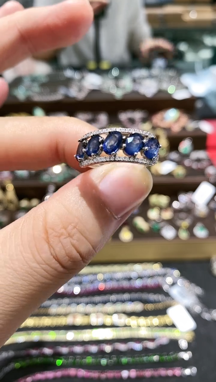 【闪购商品】蓝宝石戒指银S925镶嵌戒指