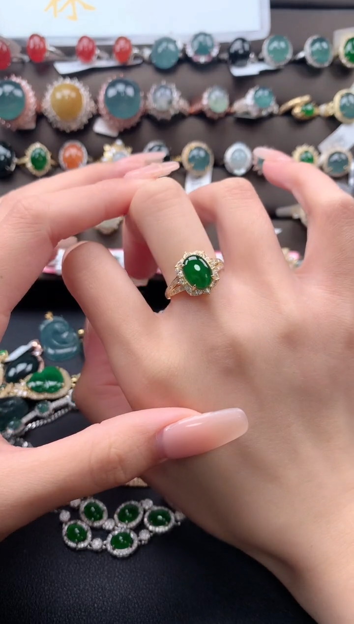 【闪购商品】翡翠戒指银S925镶嵌432432423