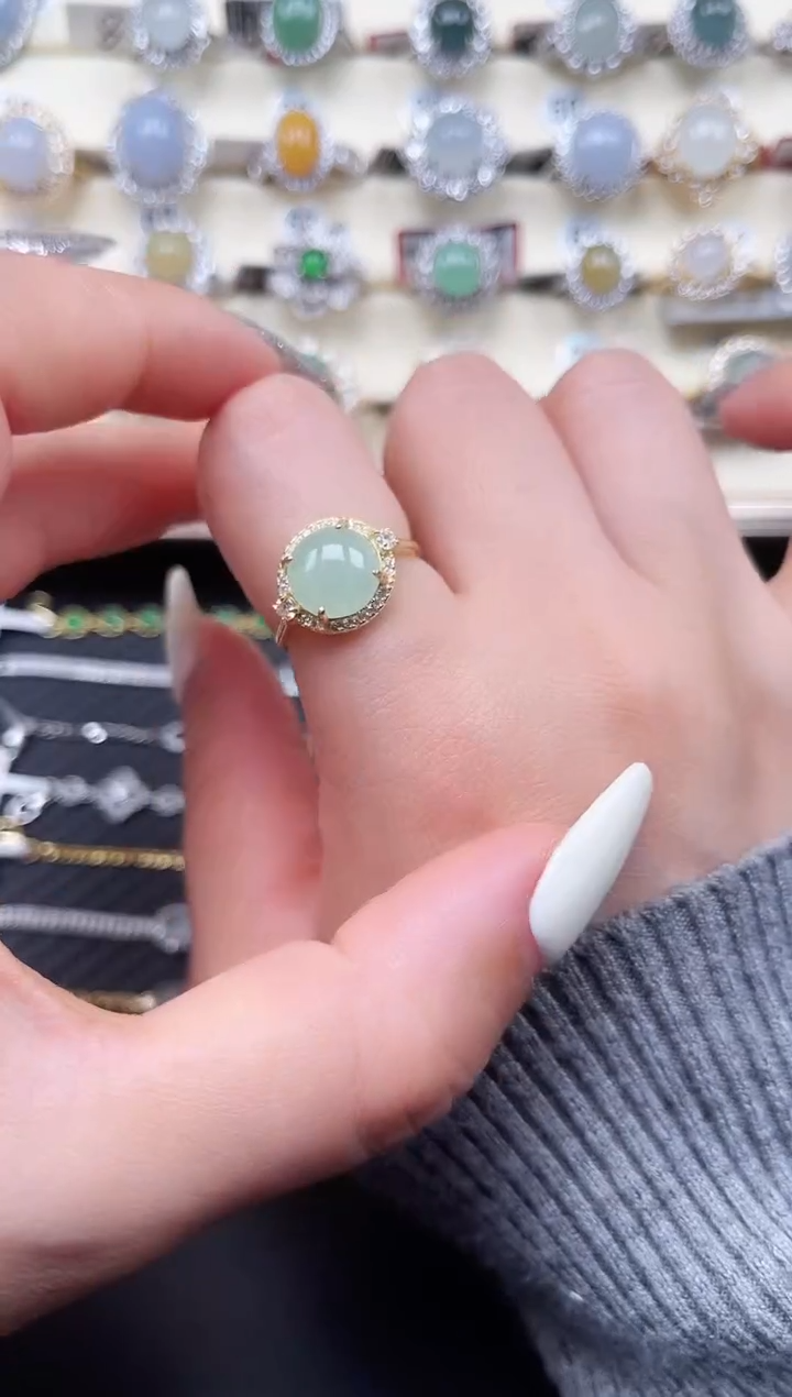 【闪购商品】翡翠戒指银S925镶嵌天然A货翡翠22