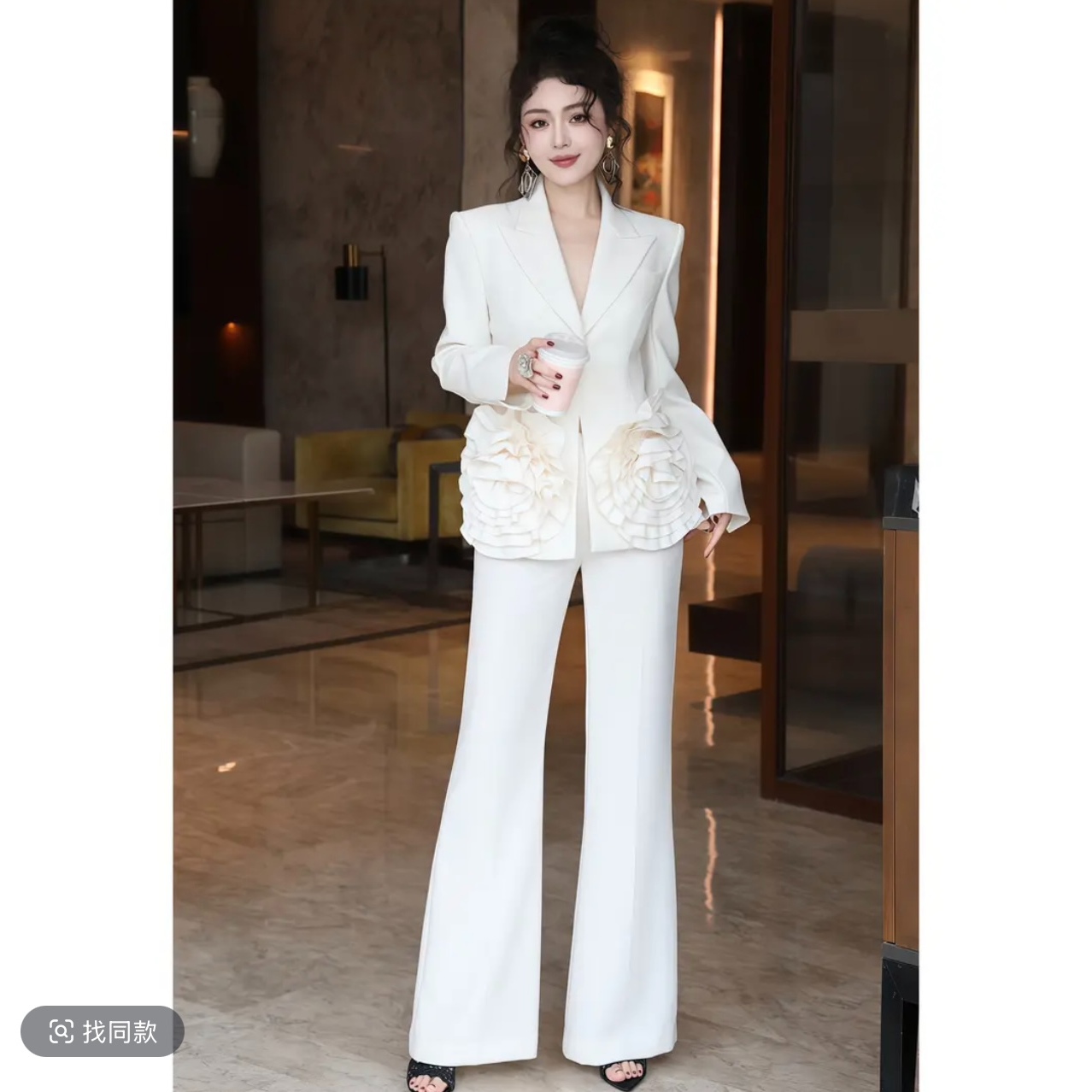 2608新款常规款衬衫袖女纯色纱网西装白色修身女神范气质时尚西服